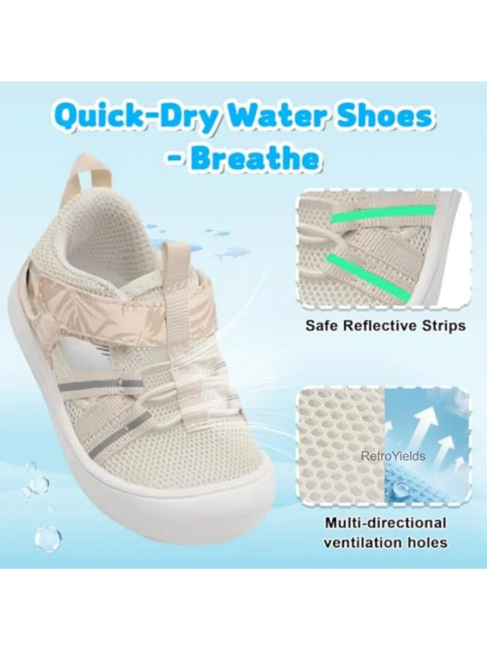Baby Water Shoes Quick Dry Mesh Non-Slip Toddler Barefoot Walking Sneakers